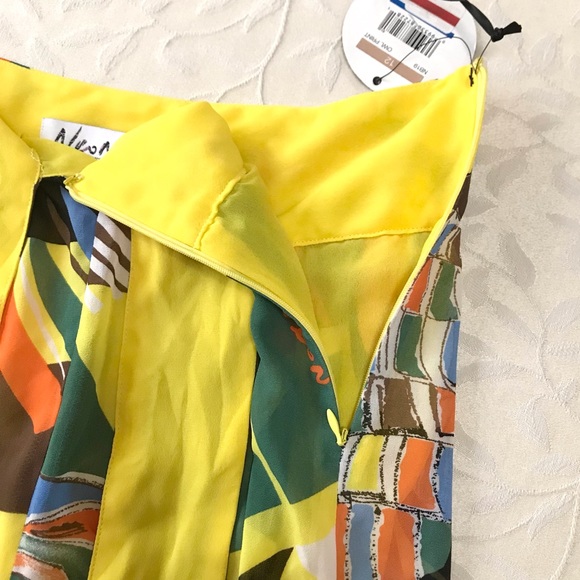 🆕 Neon Macy’s Impulse Skirt Womens size 12 Yellow Owl Print Maxi Bright Festive - Picture 10 of 12